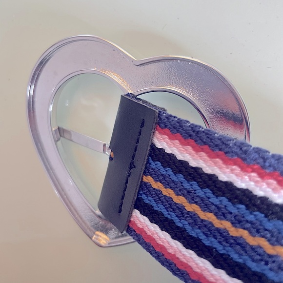 Love Moschino Striped Fabric Belt with Heart Logo Buckle - Picture 7 of 7